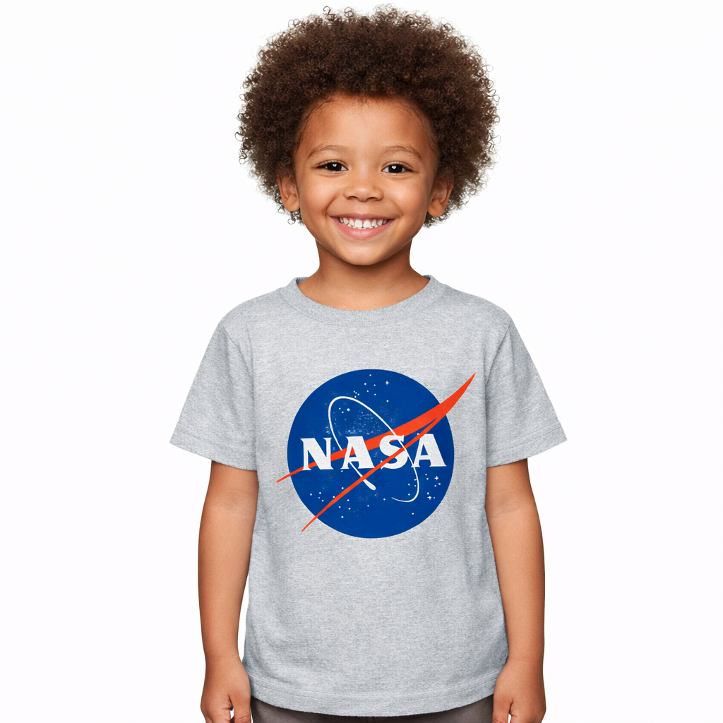 Camiseta Infantil Cinza Mescla - 100% Algodão - NASA Meatball
