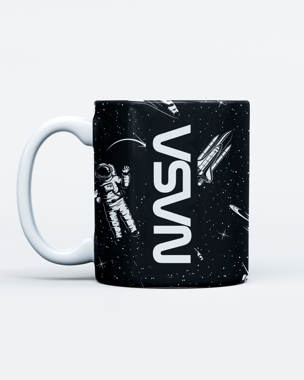 Caneca De Cerâmica Preta – Ícones Espaciais NASA Worm