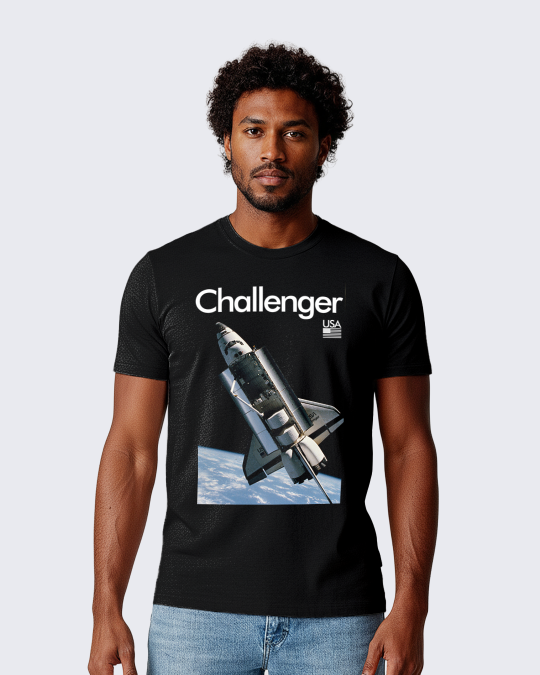 Camiseta Unissex Preta - 100% Algodão - NASA Challenger