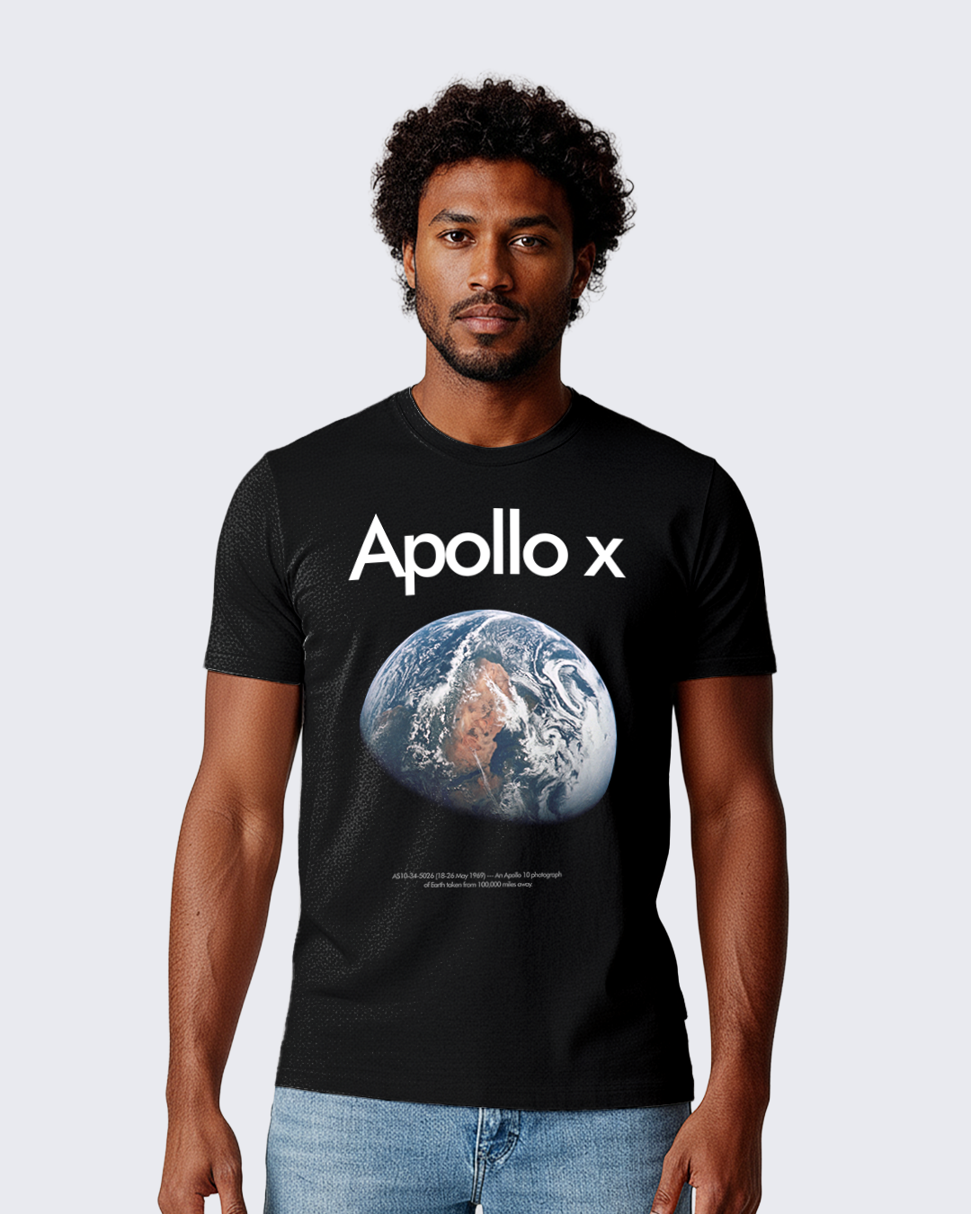 Camiseta Unissex Preta - 100% Algodão - NASA Missão Apollo X