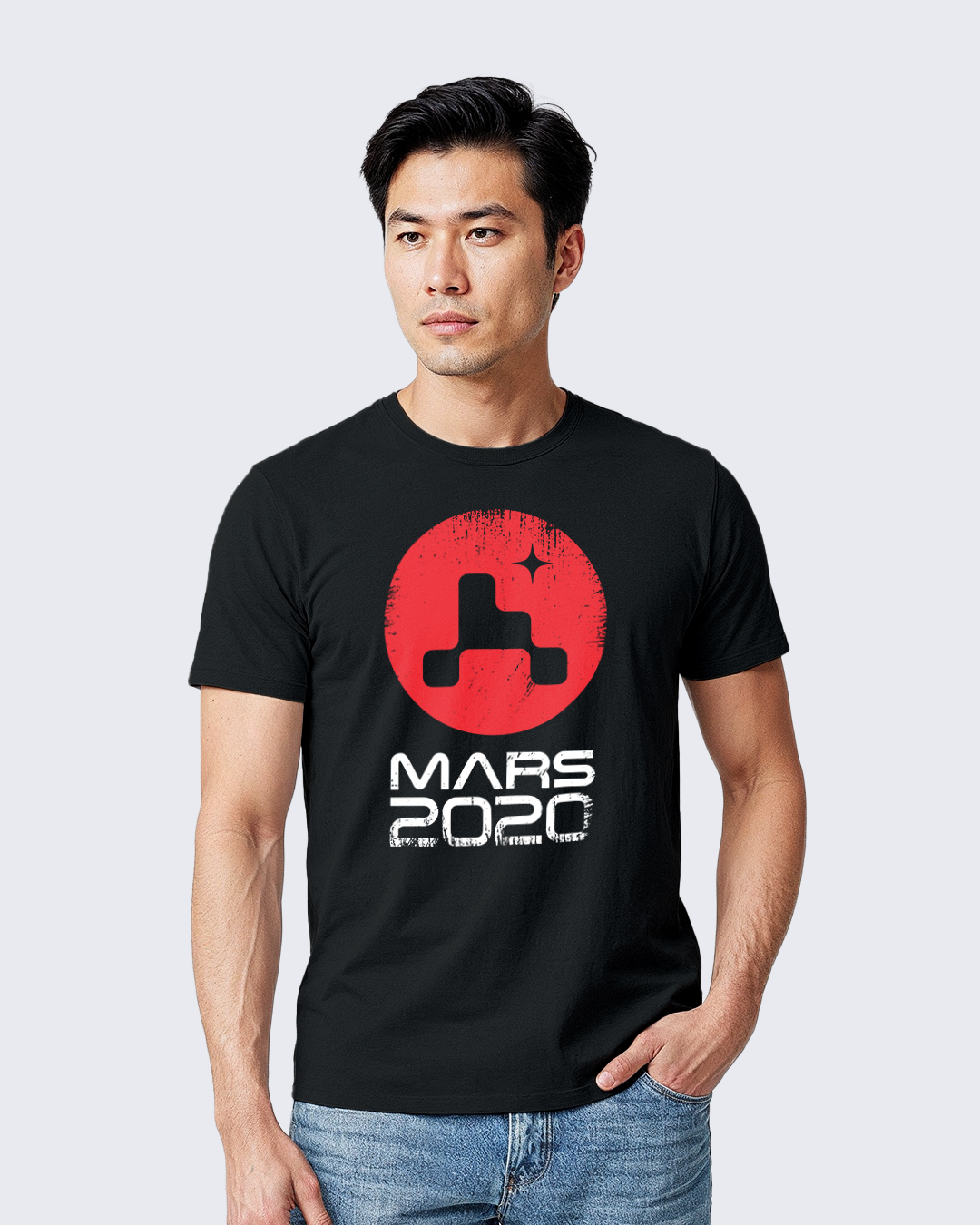 Camiseta Unissex Preta - 100% Algodão - NASA Missão MARS 2020