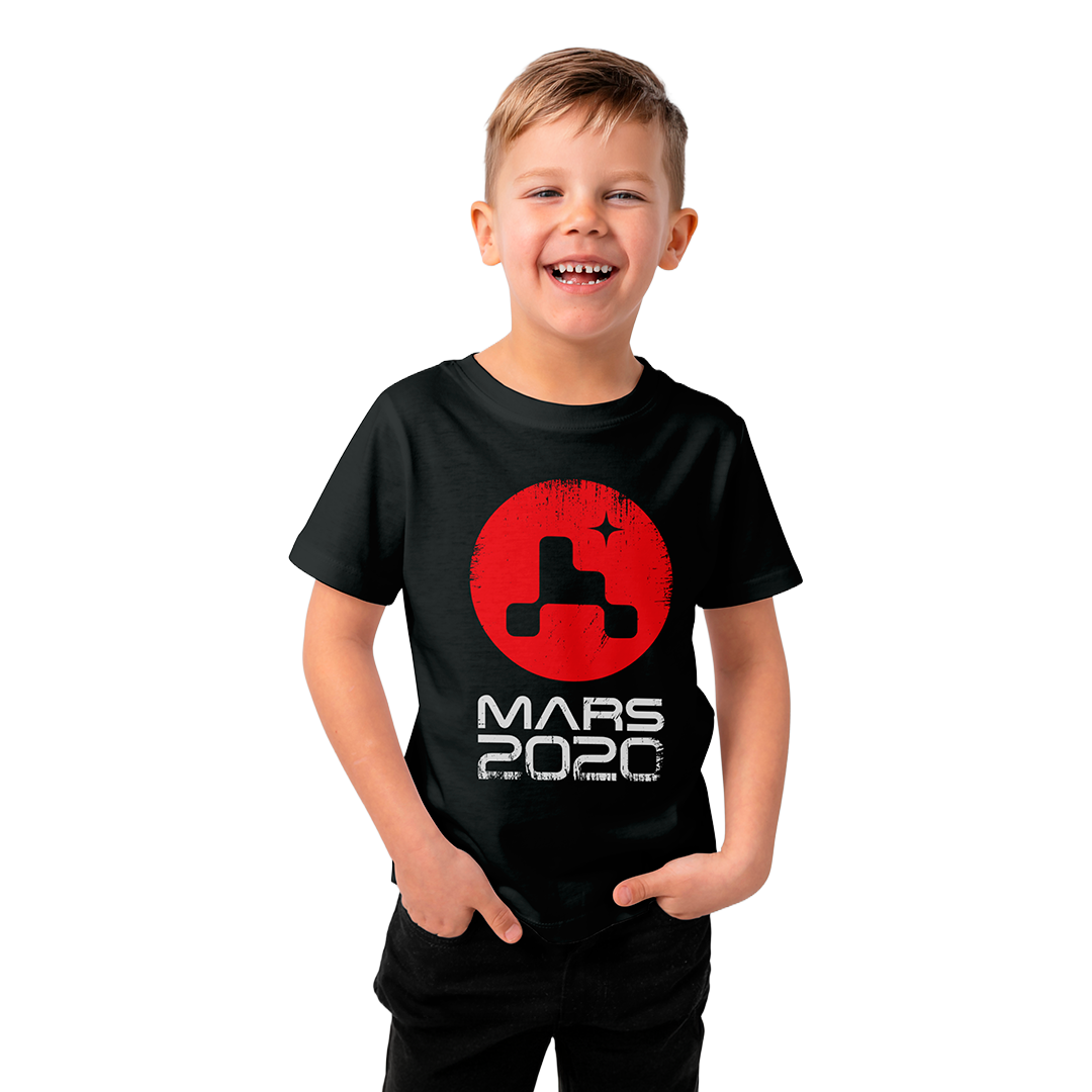 Camiseta Infantil Preta - 100% Algodão - NASA Missão MARS 2020