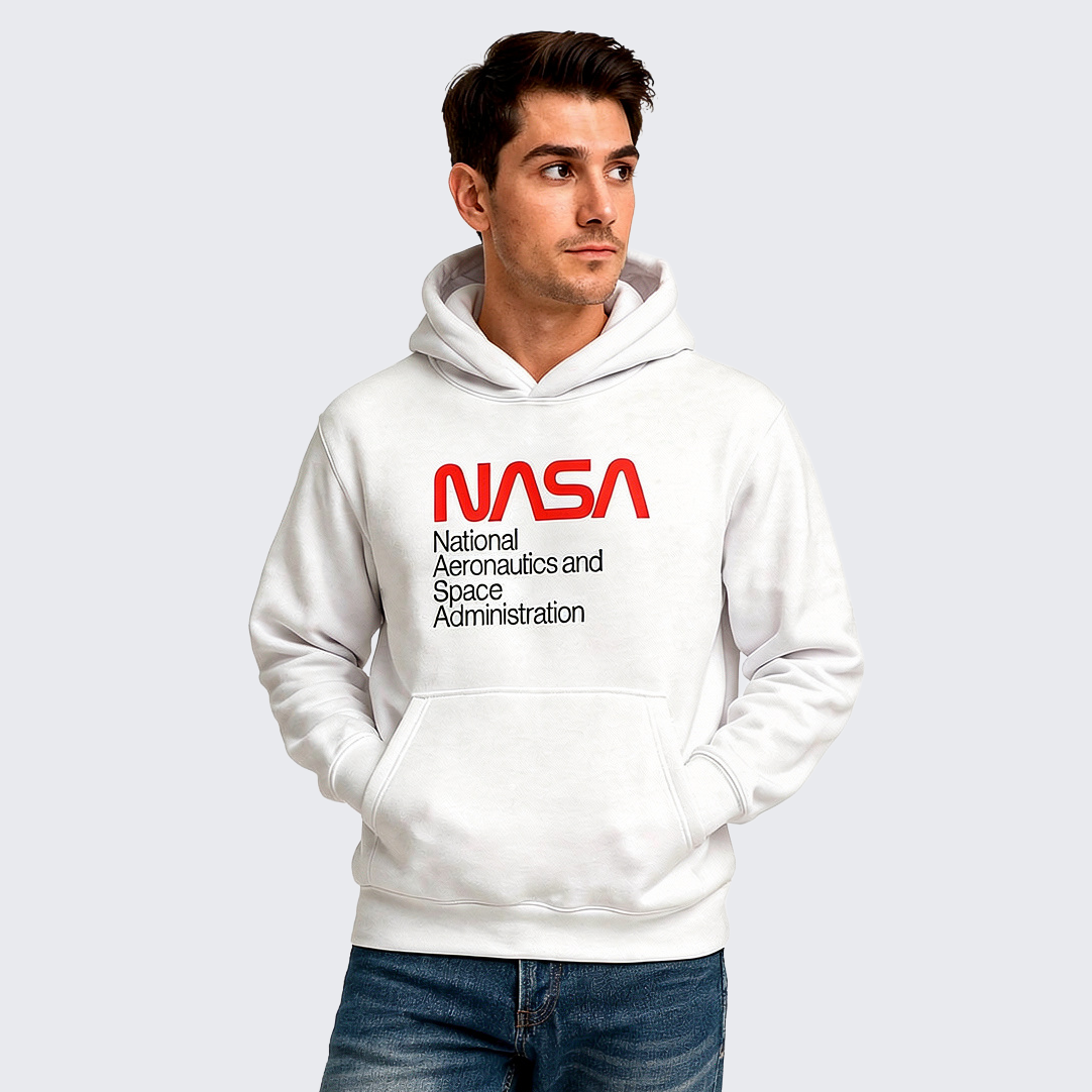 Moletom Unissex Branco - NASA Worm