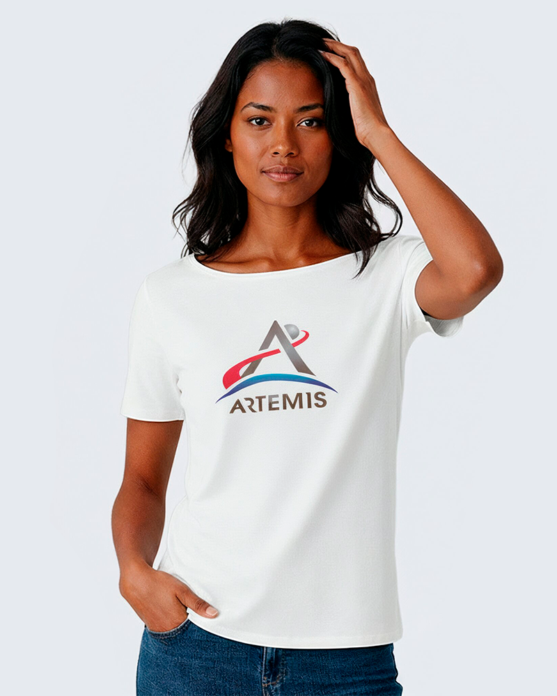 Camiseta Feminina Branca - 100% Algodão - NASA Missão Artemis