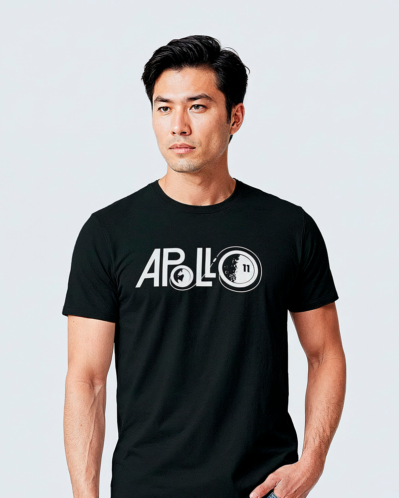 Camiseta Unissex Preta - 100% Algodão - NASA Missão Apollo 11