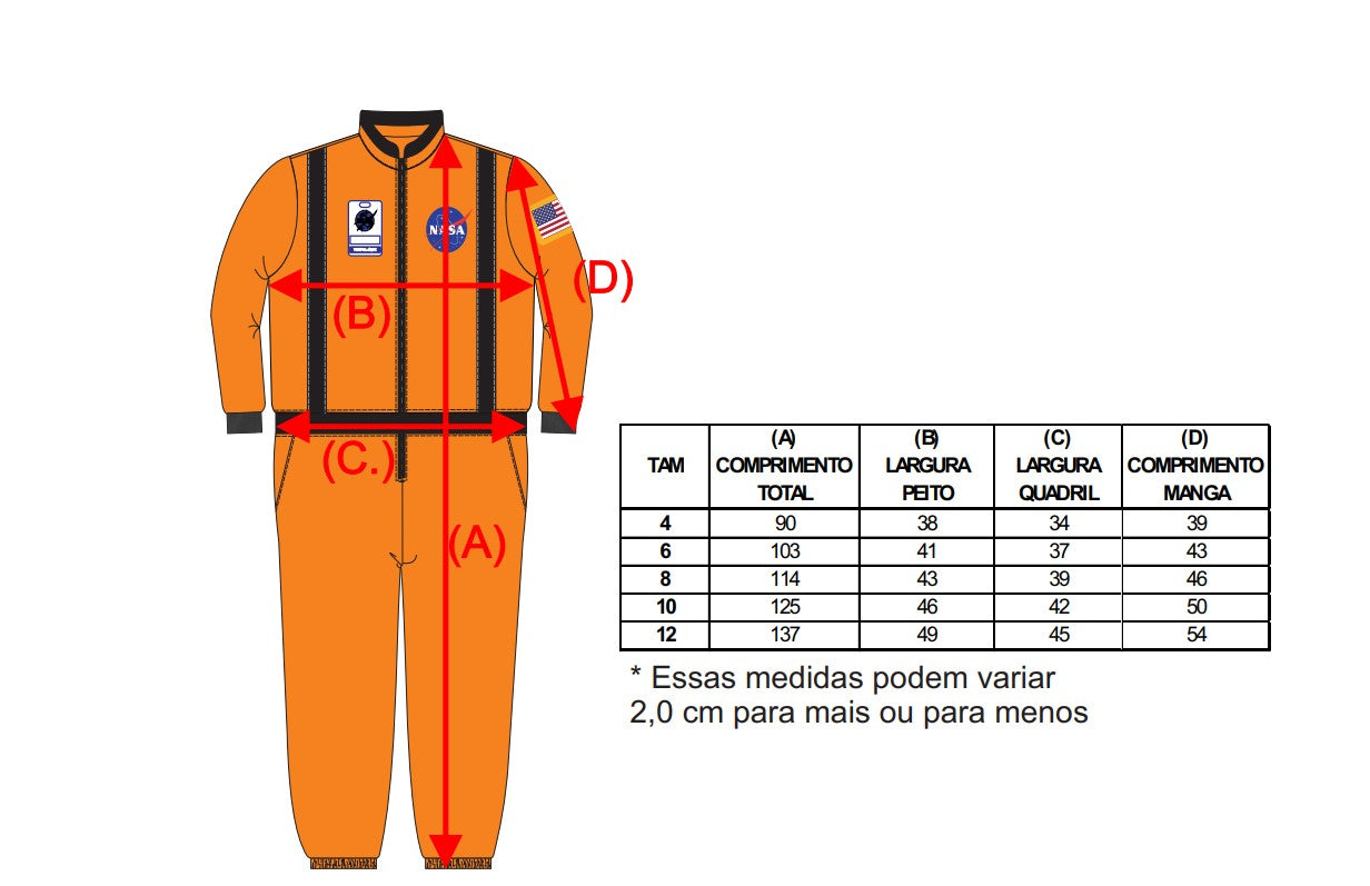 Macacão Infantil Astronauta Laranja NASA